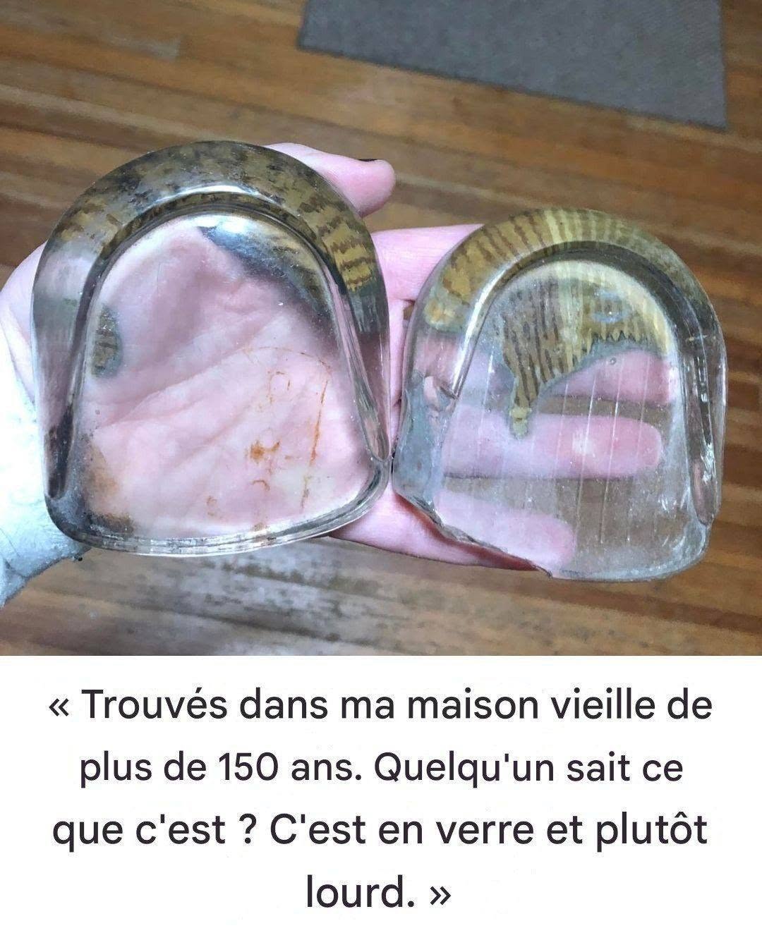 « Trouvé dans ma maison de plus de 150 ans. Une idée de ce que c’est ? C’est en verre et plutôt lourd. » via Ellyn Davis Consultez les commentaires pour la réponse